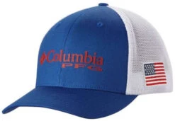 Columbia 1714811051 PFG Fish Flag Mesh Flat Brim Ball Cap - O/S