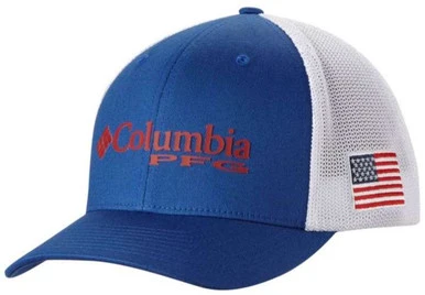 Columbia 1714811051 PFG Fish Flag Mesh Flat Brim Ball Cap - O/S