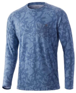 Huk Waypoint Running Lakes Long Sleeve Shirt - Titanium Blue