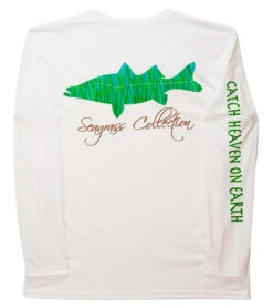 IBig Seagrass Snook Performance Long Sleeve Shirt - White - X-Large